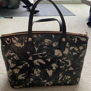 Henri Bendel floral camo leather handle bag